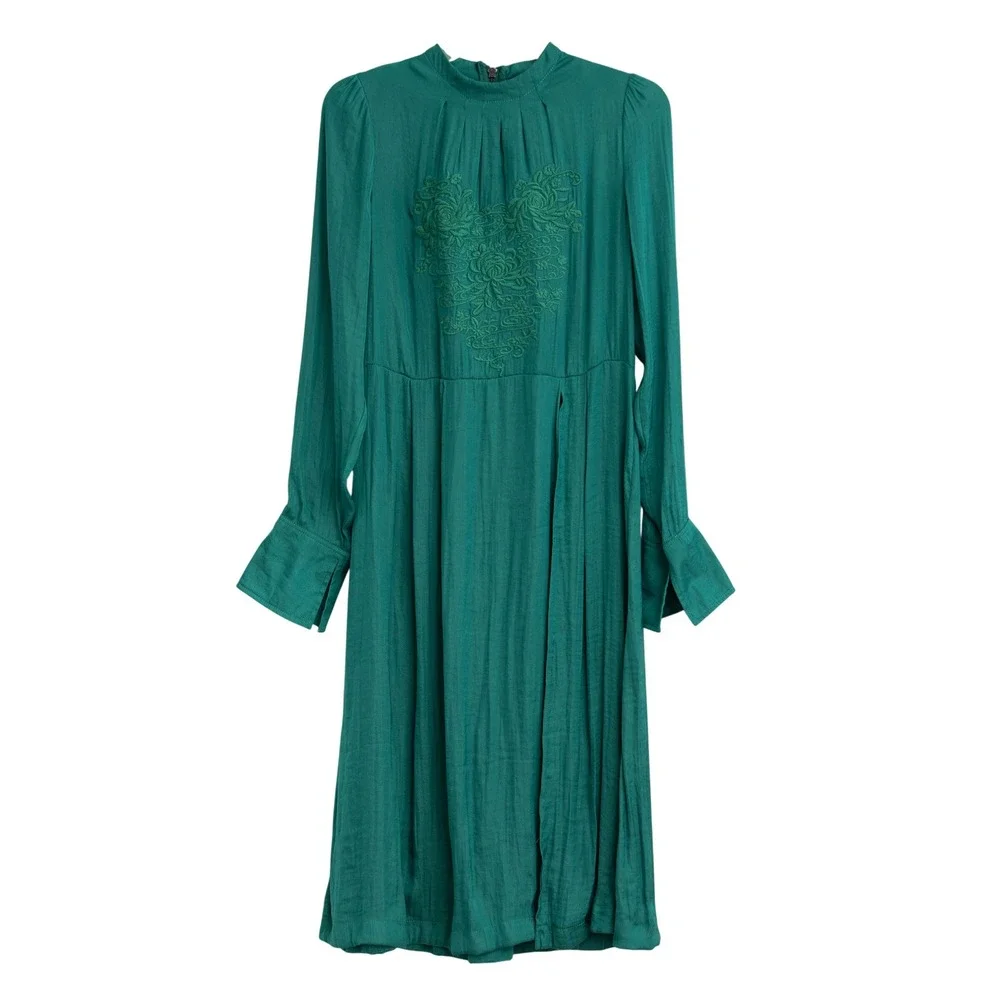 free people green silk dress | Dresses | Free People Sz S Victorian Renaissance Whimsigoth Romantic Festival INV-1595676